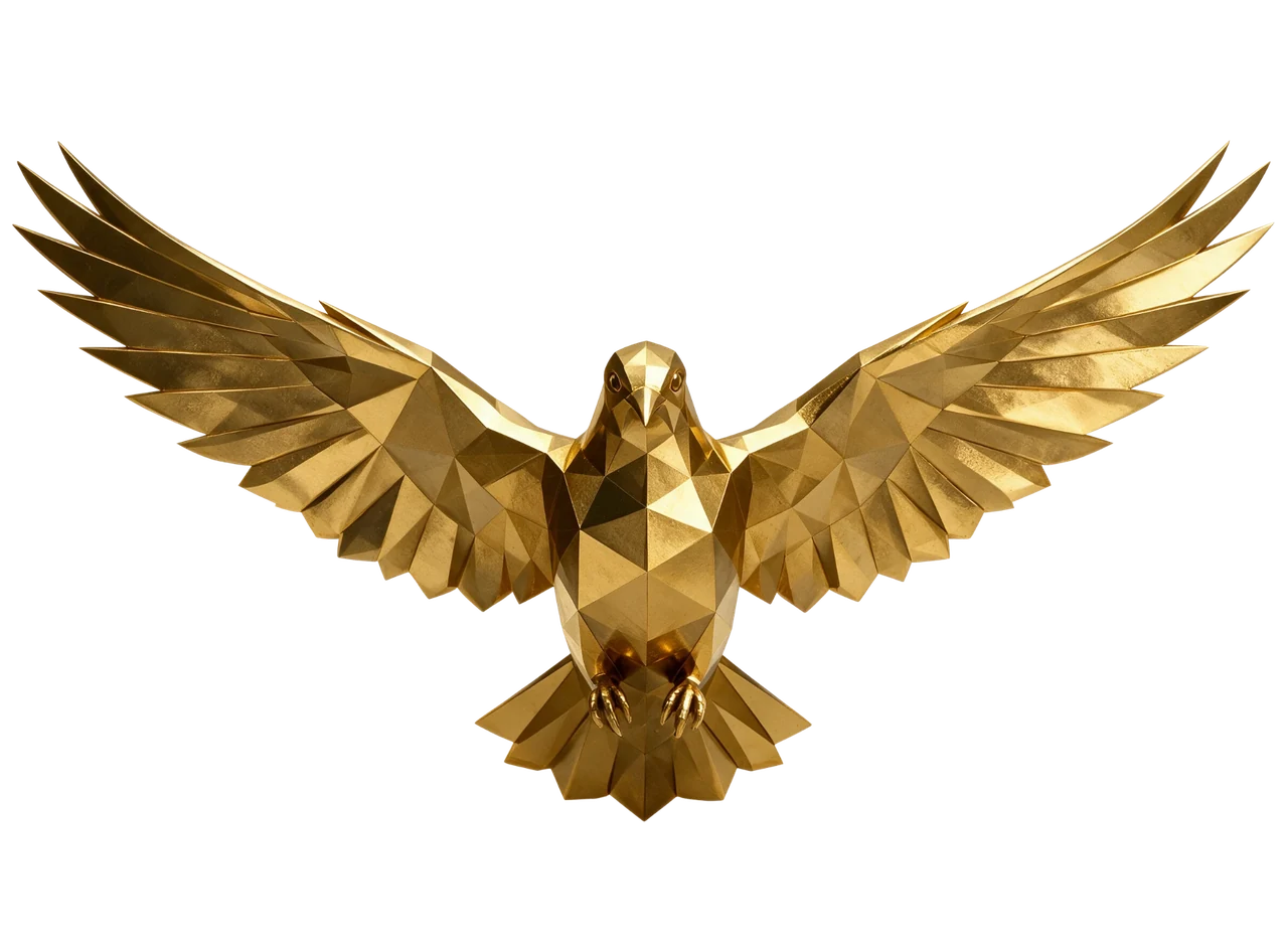 Gold bird with wings spread, the emblem of the PnL.com Freedom Evaluation