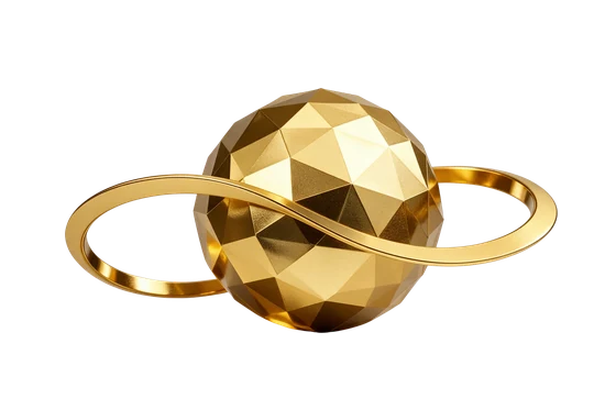 Infinity loop around a globe, marking 24/7 gold trading