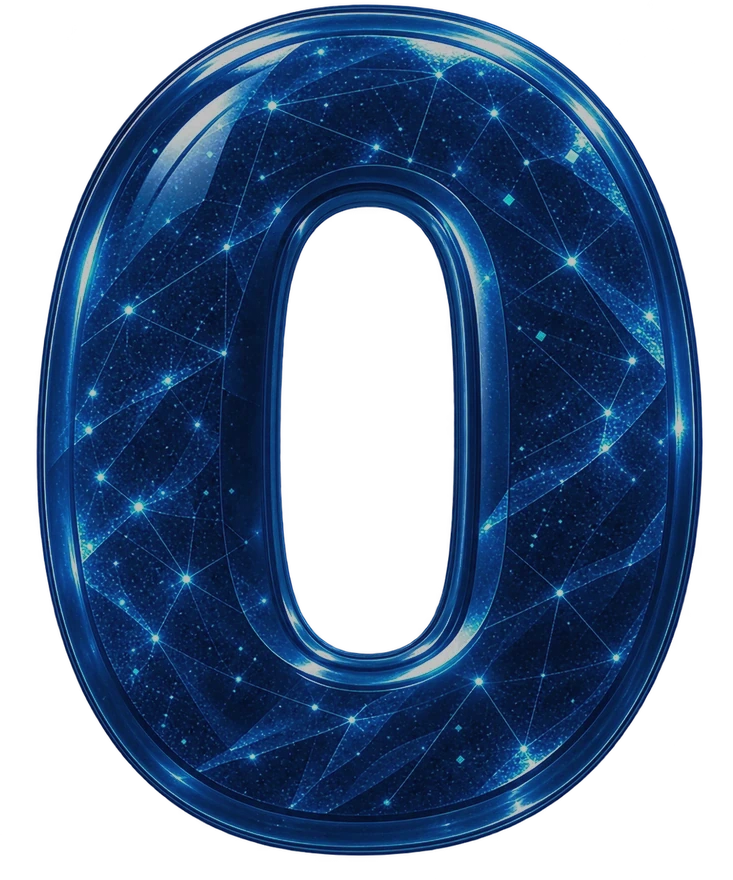 A glossy blue zero, for commission-free trading